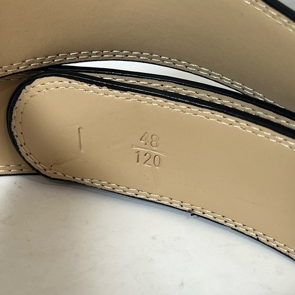 Made in Italy Genuine Leather Black Belt with Silver Buckle Adjustable Waist - Picture 8 of 9